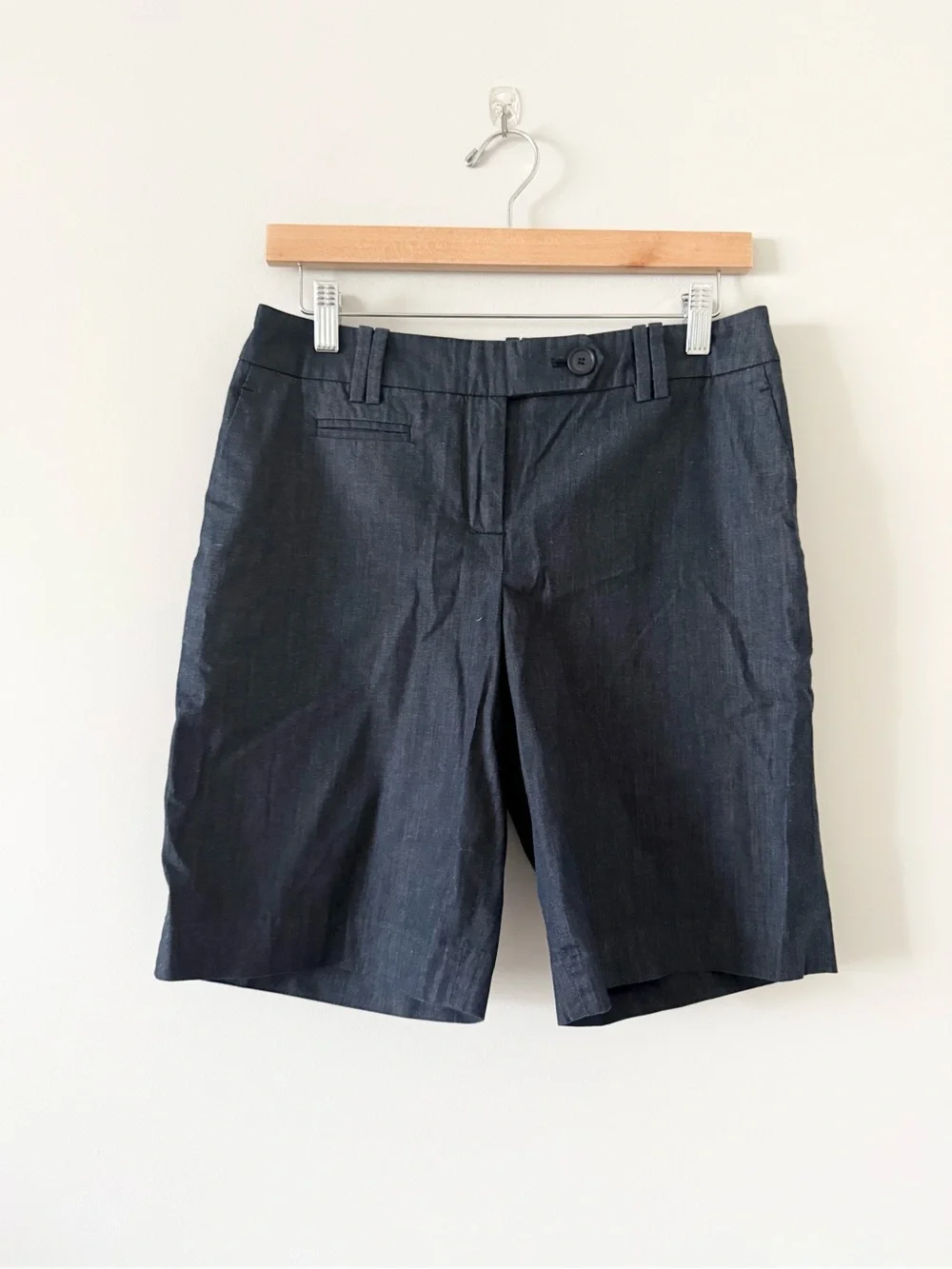 Loft Julie Dark Navy Stretch Denim Bermuda Shorts Size 4